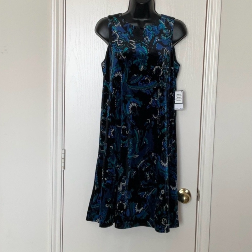 Nine West Blue and Black Sleeveless Dress NWT, Size 14 - Picture 2 of 4
